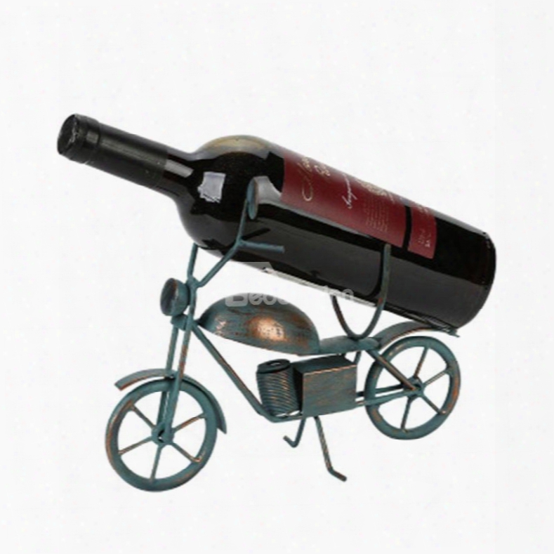 Modern And Creative Style Mini Motorcycle Design Iron Home Decorative Wine Rack