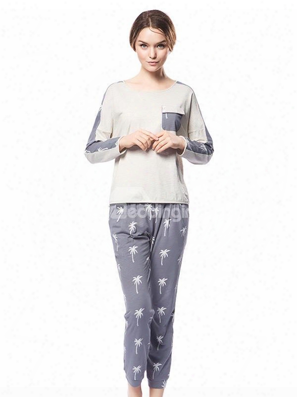 Modern Homedress Leisure Style 100% Cotton Pajamas Set