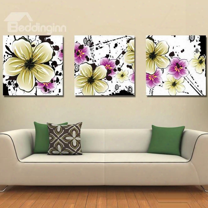 New Arrival Blooming Yellow And Purple Flowers Canvas Wall Prints