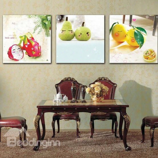 New Arrival Cute Fruits Baby Print 3-piece Cross Film Wall Art Prints