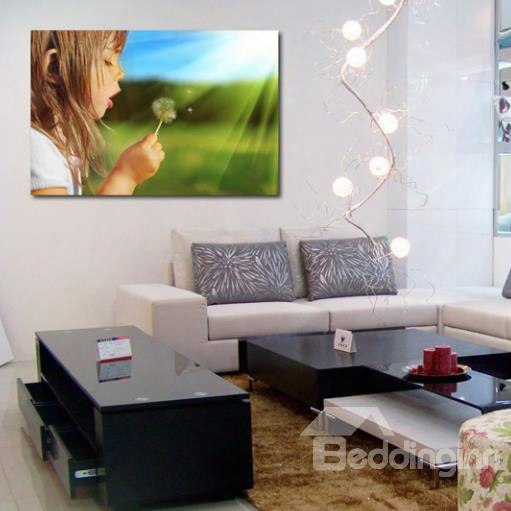 New Arrival Cute Girl Blowing Dandelion Print Crss Film Wall Art Prints