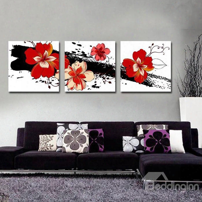 New Arrival Fancy And Cute Red Flowers Canvas Wall Prints