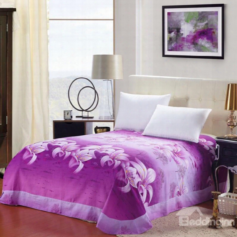 New Arrival High Quality Beautiful Purple Lily Flowers Print Sheet