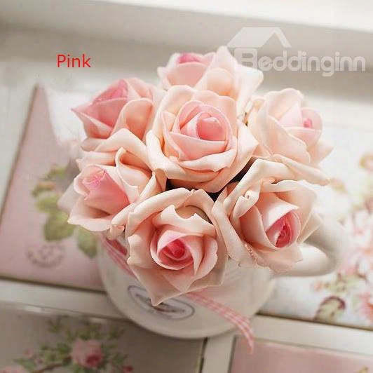 New Arrival Romantic Colorful Artificial Roses Decorative Desktop Flower Set