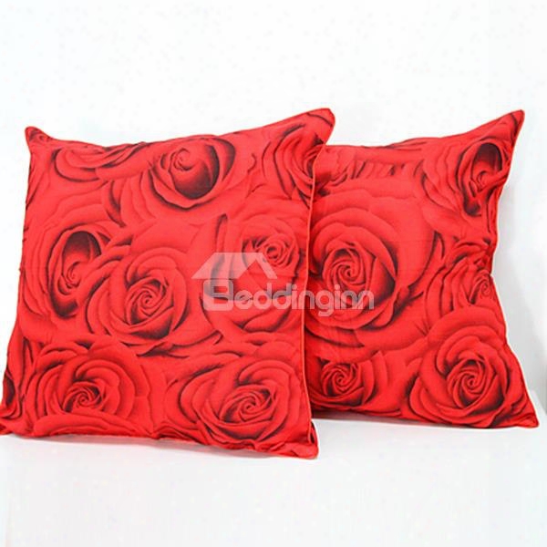New Arrival Square Red Roses Sofa Throw Pillowcase /cushion Sham