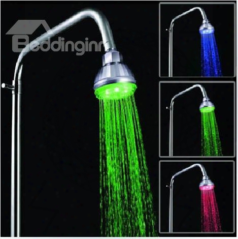 New Arrivial Contemporary Color-changing Chrome Finish Led Showerhead
