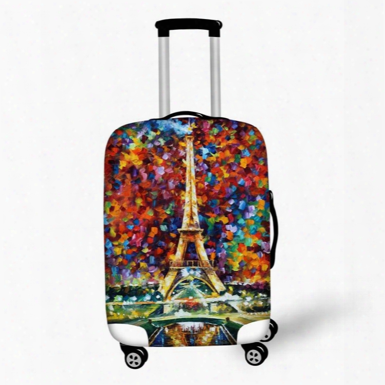 Oil Style Eiffel Tower Patttern 3d Painted Luggage Protect Cover