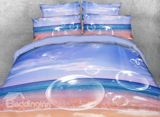 Onlwe 3d Dreamy Sunshine Bubbles Beach Style 4-piece Bedding Sets/duvet Covers