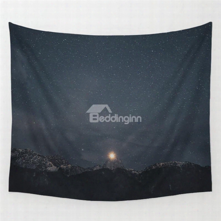 Peaceful Galaxy Space And Mountain Pattern Decorative Hanging Wall Tapestry