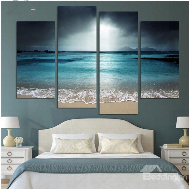 Peaceful Sea Level Hanging 4-piece Canvas Waterproof And Environmental Non-framed Prints