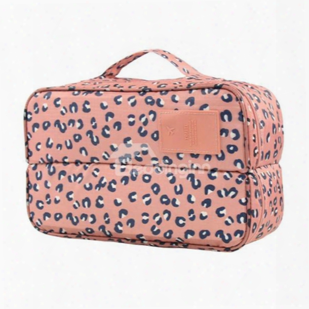 Pink Leopard Point Multi-functional Travel Underwear And Socks Organizeer Bag