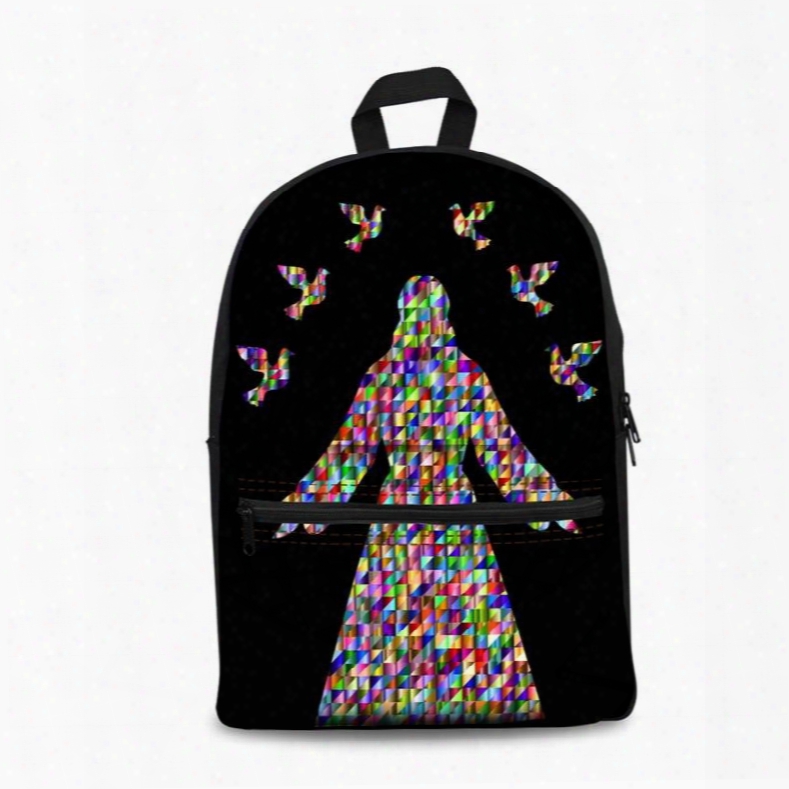 Pixel Magic Jesus Black Bottom Color 3d Pattern School Outdoor For Man&woman Backpack