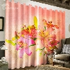 3D Colorful Lily Flowers Printed Tencel 2 Panels Custom Living Room Curtain