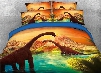 Onlwe 3D Brachiosaurus Dinosaurs Walking in Water Landscape 4-Piece Bedding Sets/Duvet Covers