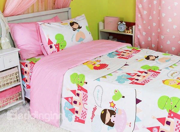 Princesss Castle Print 3-piece Cotton Duvet Cover Sets