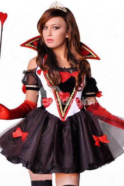 Queen Of Heart Cute Bowknot On Chiffon Dress Costume