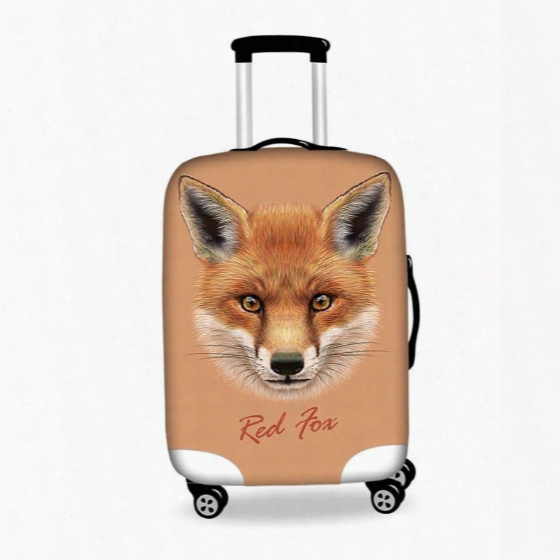 Red Fox Face Pattern 3d Painted Luggage Protect Cover