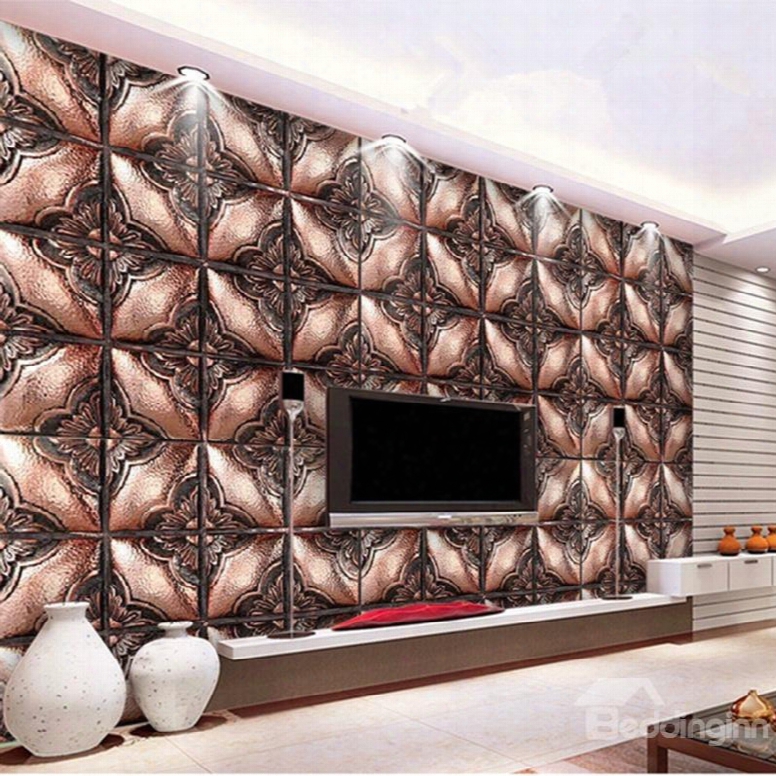 Retro European Style Flower Plaid Pattern Home Decorative Wall Murals