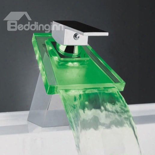 Single Handle Led Waterfall Three Color Heat Discoloration Bathroom/kitchen Faucet