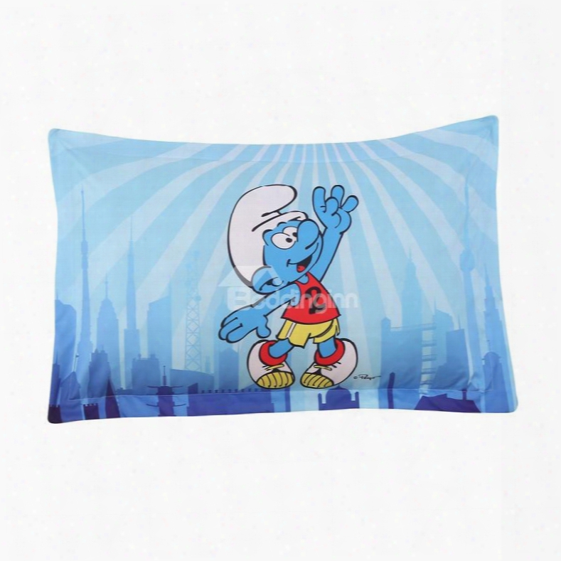 Smurf Playing Basketball One Piece Blue Bed Pillowcases