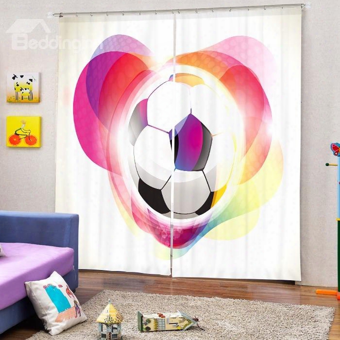 Soccer With Color Circle Around Printing 3d Curtain