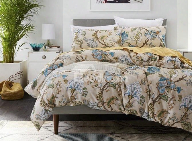 Splendid Jacobean Print 4-piece Cotton Duvet Cover Sets