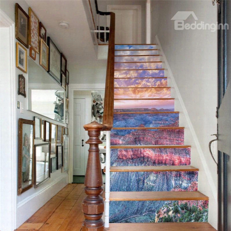 Sunset And Colorful Geomorphology 13-piece Pvc 3d Waterproof Stair Murals