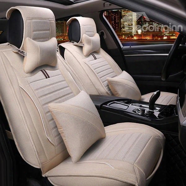 Super Simple Contrast Color Design Good Permeability Flax Universal Car Seat Cover