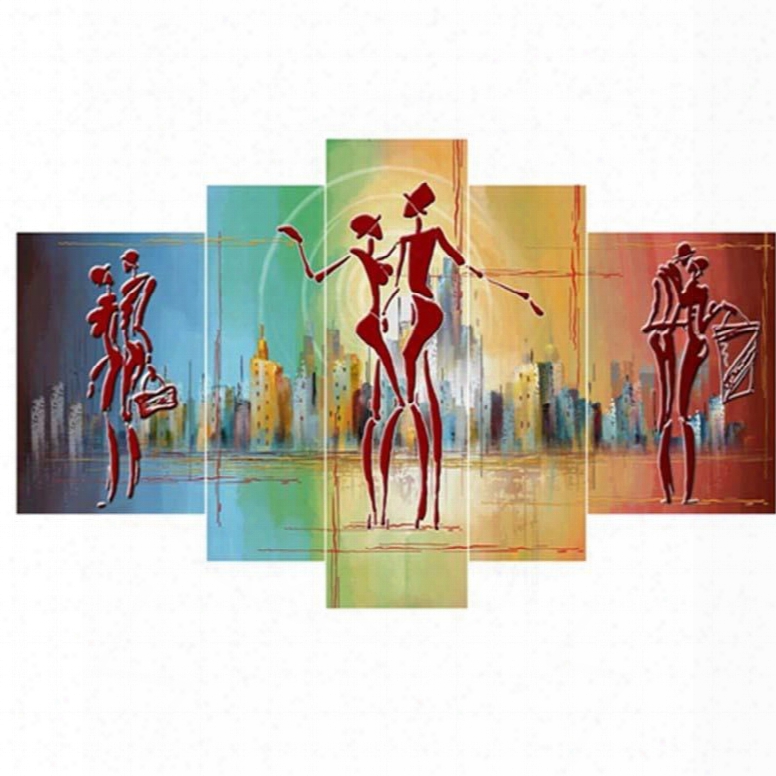 Three Couples Dancing Hanging 5-piece Canvas Eco-friendly And Waterproof Non-framed Prints