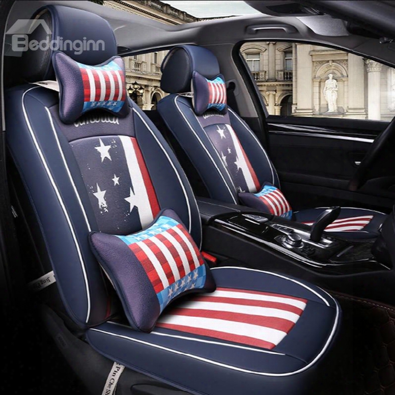 Union Jack Pattern Design Durable Pu Leather Universal Five Car Seat Cove