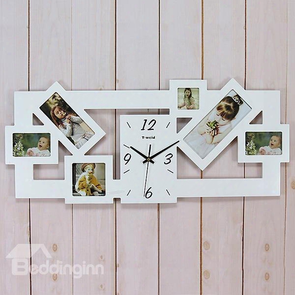Versatile 2-color 6-photo Frame 20-inch Wall Clock