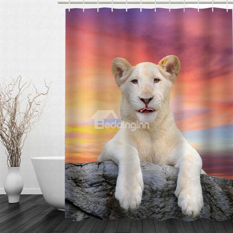 White Dog Pattern Polyester Waterproof Ahd Eco-friendly 3d Shower Curtain