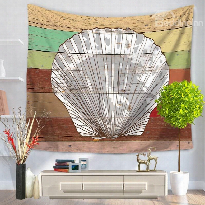 White Shell Pattern Colorful Stripes Rustic Styls Decorative Hanging Wall Tapestry