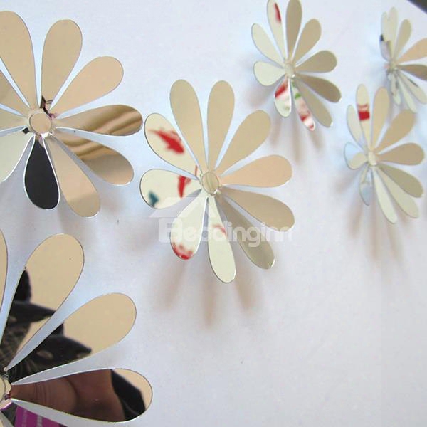 Wonderful Acylic Mirror Surface Flower Design 3d Wall Sticker