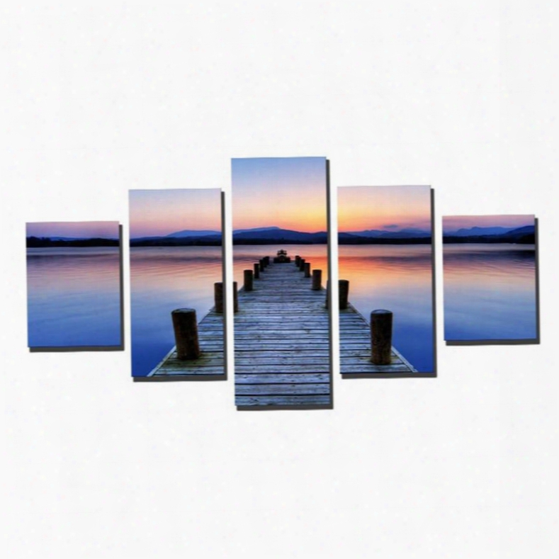 Awkward Path Over River In Sunset Hanging 5-piece Canvas Eco-friendly Waterproof Non-framed Prints