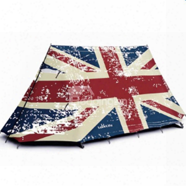 3-person Retro Uk Flag 3d Printed Pattern Outdoor Waterproof Camping Tent