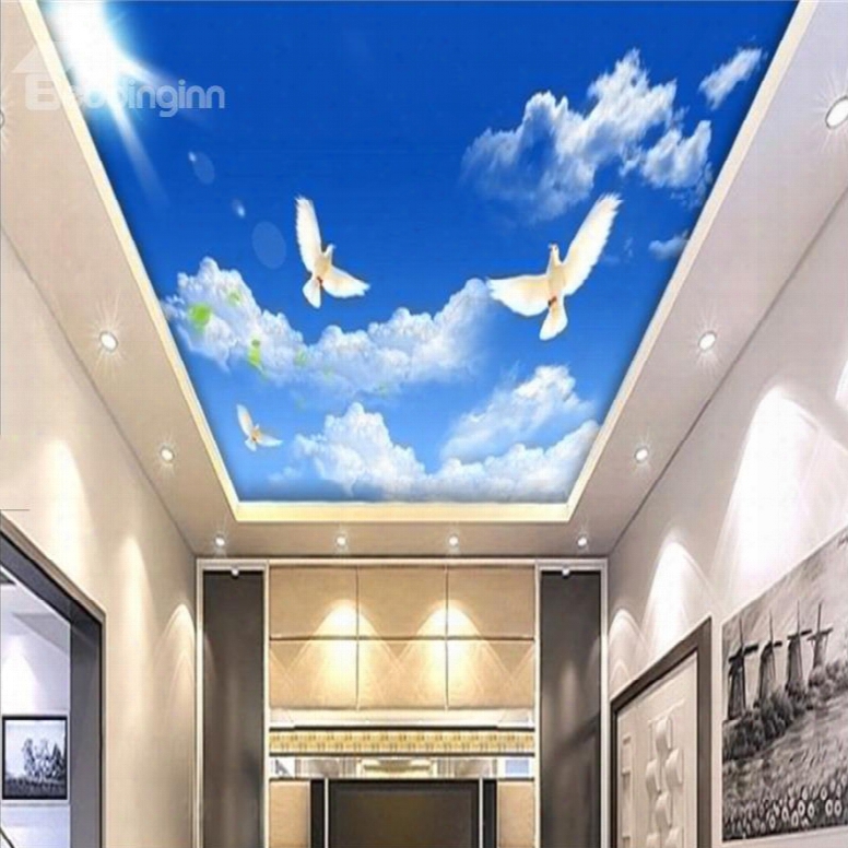 3dd Blue Sky And Doves Waterproof Durable And Eco-friendly Ceiling Murals