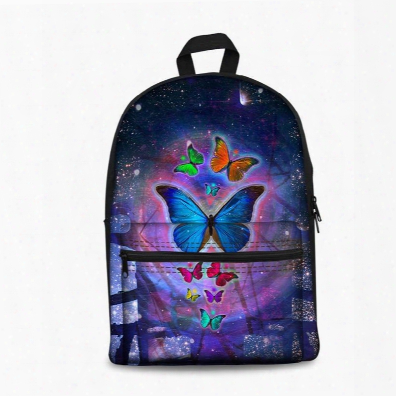 3d Galaxy Magic Butterflies Pattern School Outdoor For Man&woman Backpack