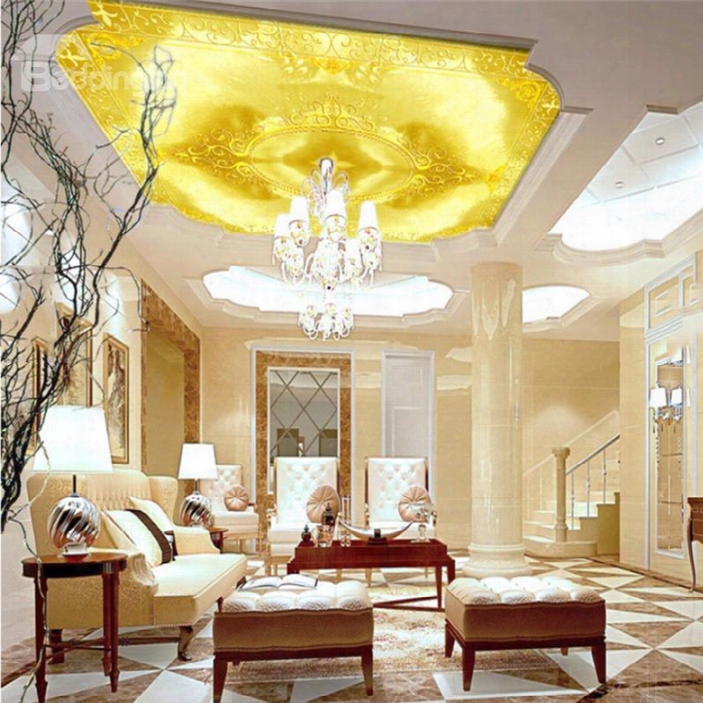 3d Golden Floral Pattern Waterproof Durable And Eco-friendly Ceiling Muarls