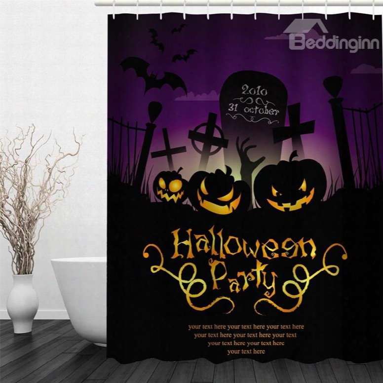 3d Halloween Party Hurray Polyester Waterproof Antibacterial And Eco-friendly Shower Curtain