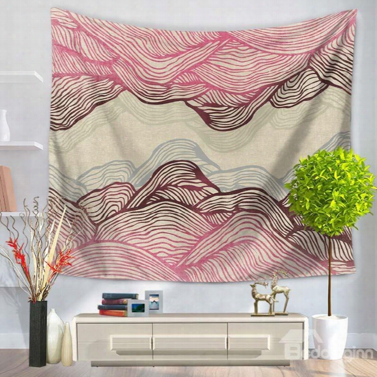 Abstract Pink Ripple Mountain Shape Decorative Hanging Wall Tapestry