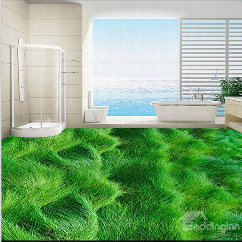 Awesome Waving Grass Land Bathroom Decoration Waterproof 3d Floor Murals