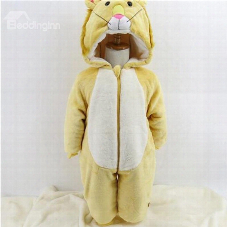 Admit Shape Flannel Simple Style Yellow Baby Sleeping Bag/jumpsuit