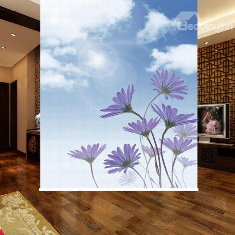 Beautiful Purple Flowers 3d Printed Blackout Roller Shades