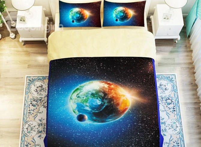 Beautiful The Earth 3d Printed 4-piece Polyester Duvet Cover Sets