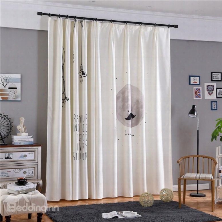 B Lackout Polyester Digital Printing Figure And Letters Modern Style 2 Panels Decorative Curtain