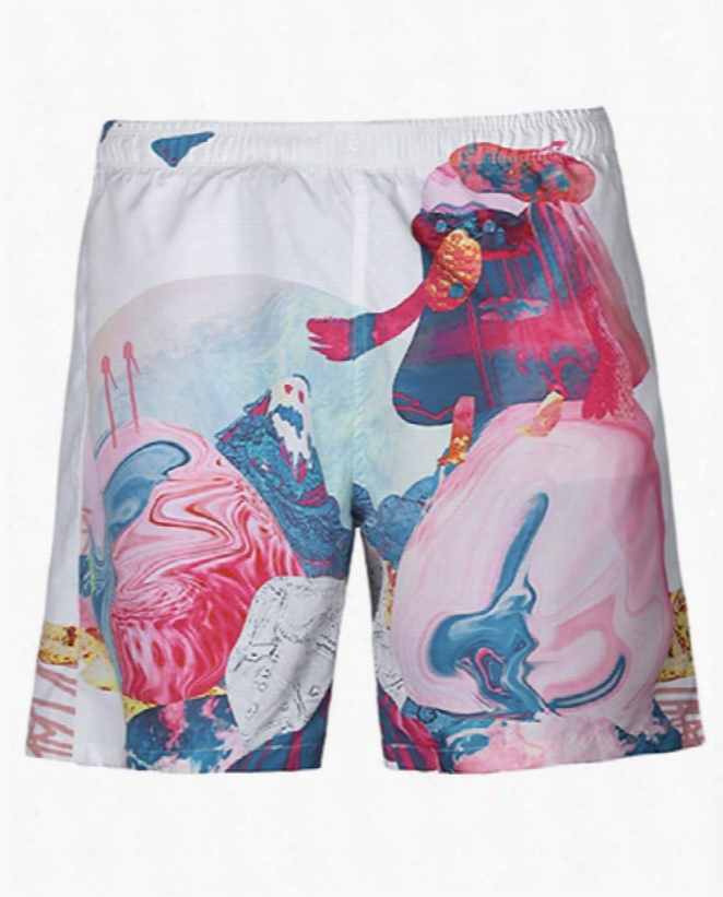 Bright Creative Pagtern White 3d Beach Shorts