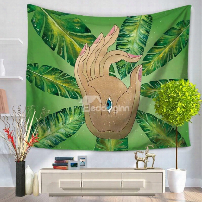 Buddha Palm And Green Leaves Creative Pattern Decorative Hanging Wall Tapestry