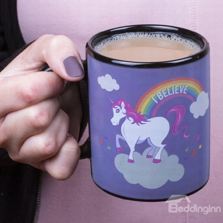Cartoon Unicorn  Rainbow Heat Sensitive Color Change Coffee Mug