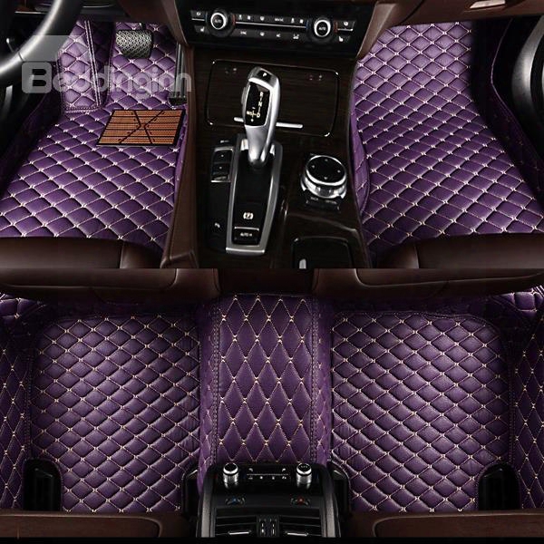 Charming Purple Design All Surround Style Custom-made Leather Car Floor Mats